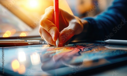 designer sketching on pad