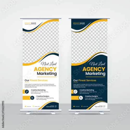 Corporate business roll up pull up x banner standee template design, modern creative layout design bundle set for business advertising promotion marketing ads, new trendy editable wavy design