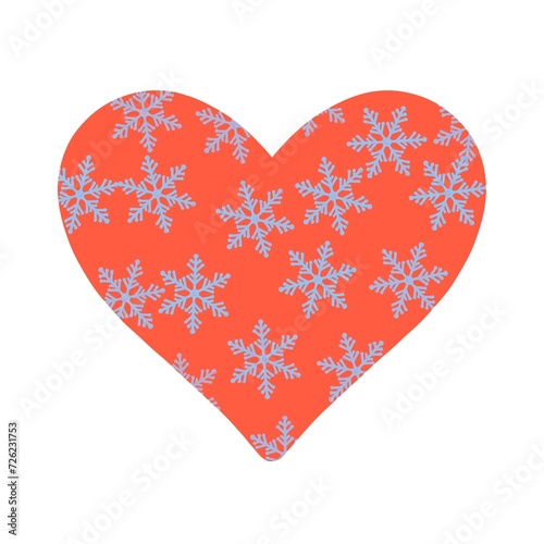 Illustration of heart with snowflakes for design of creative cards, posters, banners.