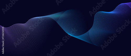Novo Glowing abstract vector wavy Line., Different Color in Dark background for AI and all Digital Communications.  photo