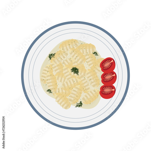 Delicious italian gnocchi vector illustration logo