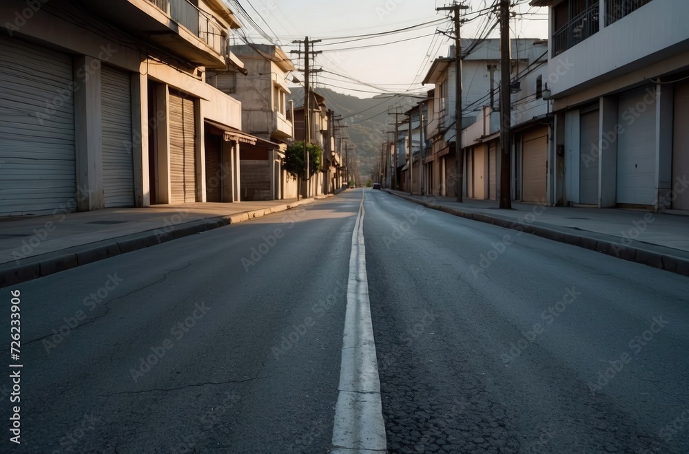 Tranquil Streetscape Japanese Countryside Town Bathed in Sunlight