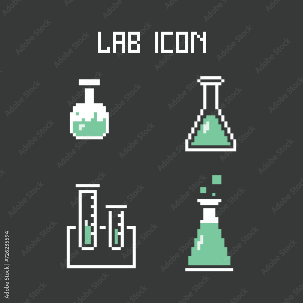 this is lab icon in pixel art with simple color and black background ,this item good for presentations,stickers, icons, t shirt design,game asset,logo and project. this is lab icon in pixel art with simple color and black background ,this item good for presentations,stickers, icons, t shirt design,game asset,logo and project.