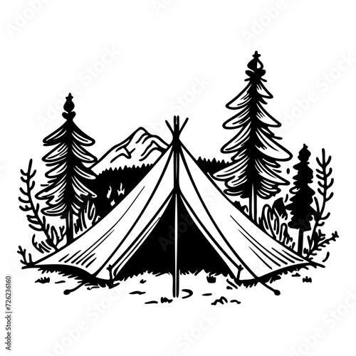 camping in the woods