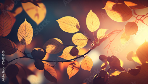 autumn sunny nature background. Generative AI.