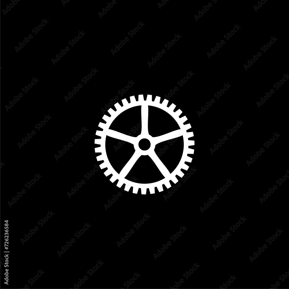 Cogwheel sign. Gear icon isolated on dark background Cogwheel sign. Gear icon isolated on dark background