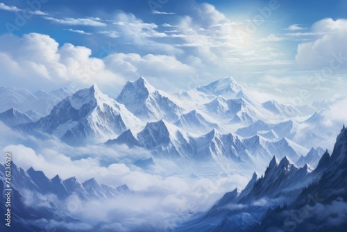 snowy mountain landscape with trees