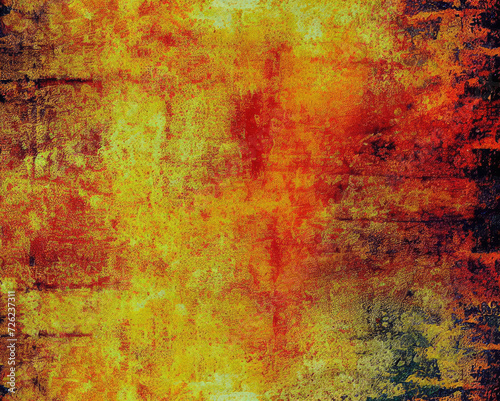 Yellow orange red grunge texture. Toned rough wall surface