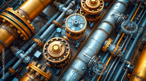 Pipes and valves of oil refinery. Oil and gas industry © Aliaksandra