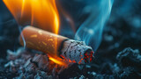 Closeup view of burning cigarette