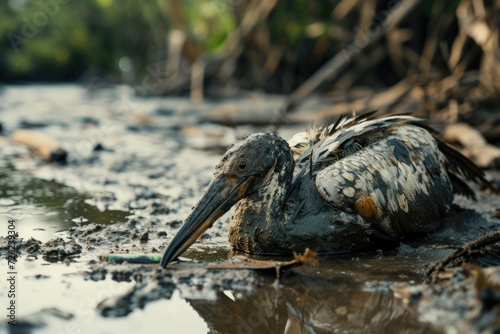 Bird killed by pollution in Ilha de Boipeba Boipeba Island in South Bahia  Brazil photo