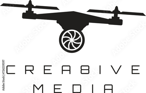 drone quadrocopter with action camera Drone Delivery Flat Icon. Flat Design Vector Illustration