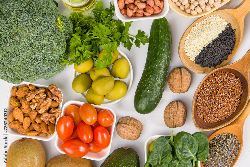 Healthy food high in fiber, natural sources of minerals, healthy lifestyle and nutrition Healthy food high in fiber, natural sources of minerals, healthy lifestyle and nutrition