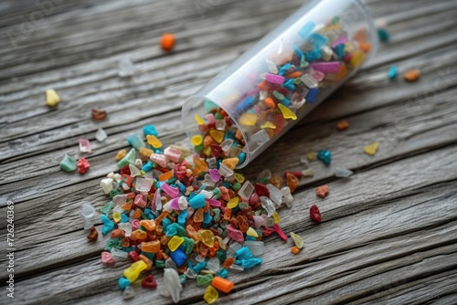 Microplastic granulate and pieces found on Norwegian beach. photo
