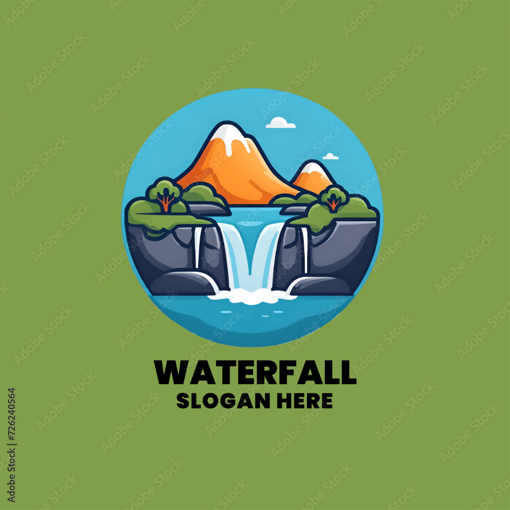 logo Waterfall flat logo with flowing water