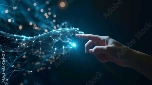 Digital era synergy, human and AI collaborating in data analysis