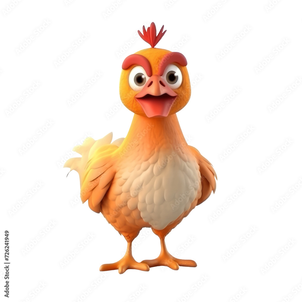 Cartoon chicken PNG Cutout, Generative AI
