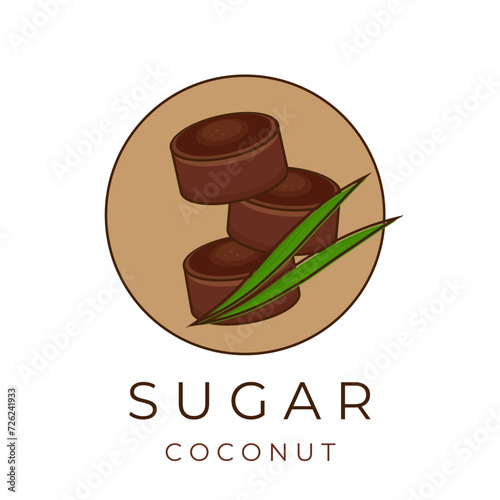 Simple cartoon logo of brown palm sugar or coconut sugar 