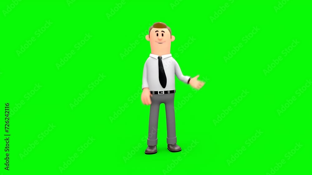 3D Man in Office Dress Showing to Side With Both Hands 3D Man in Office Dress Showing to Side With Both Hands