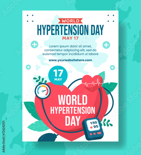 Hypertension Day Vertical Poster Flat Cartoon Hand Drawn Templates Background Illustration