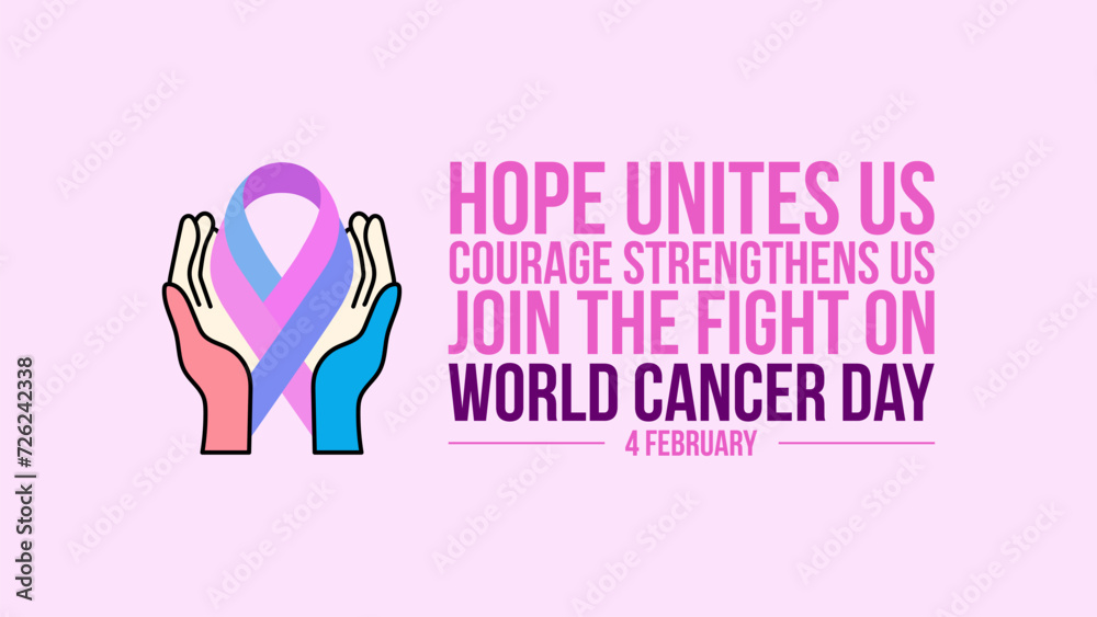 World Cancer Day. 4th February. Template for Banner, Greeting card, Poster Background. Vector Illustration