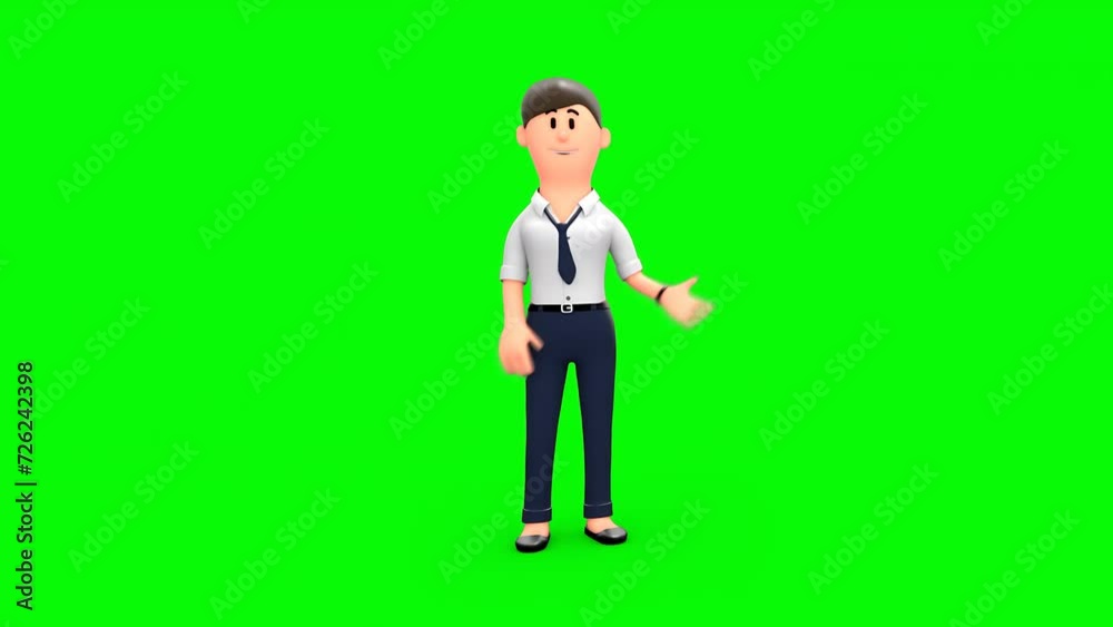 3D Cartoon Female Employee Pointing To Something at Left Side 3D Cartoon Female Employee Pointing To Something at Left Side