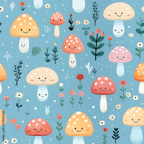 seamless pattern with mushrooms