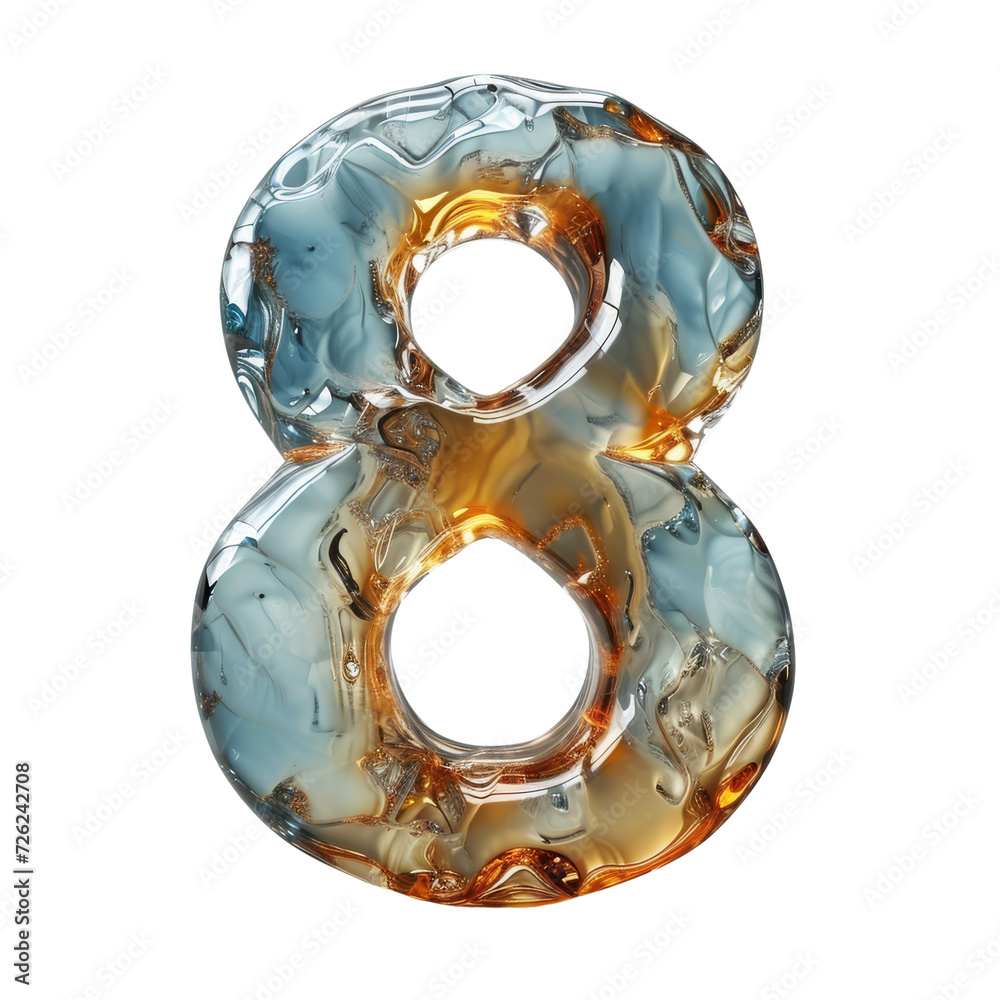 Number 8 Liquid font, eight gel digit isolated on white transparent, PNG Number 8 Liquid font, eight gel digit isolated on white transparent, PNG