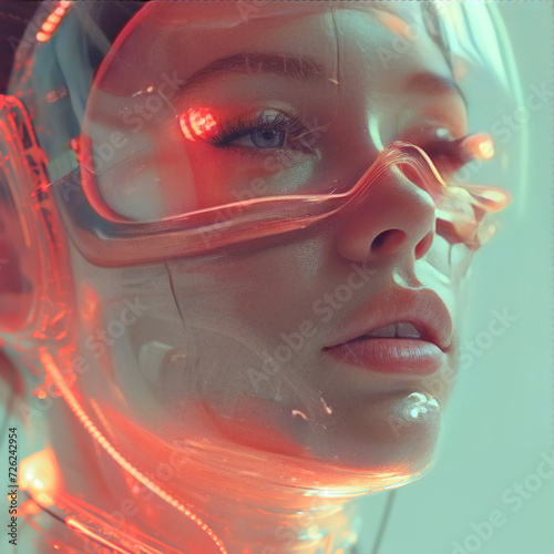 Retro Futuristic Portrait in Holo 3D Effect