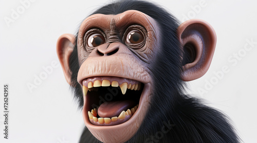 A charming and mischievous monkey comes to life in stunning 3D style with super rendering techniques. This playful creature is depicted in a white background, allowing it to shine as the foc photo