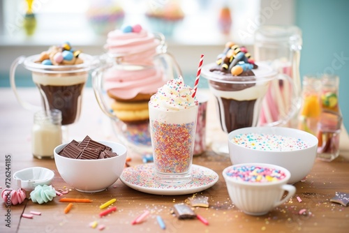 hot chocolate party with various toppings and sprinkles