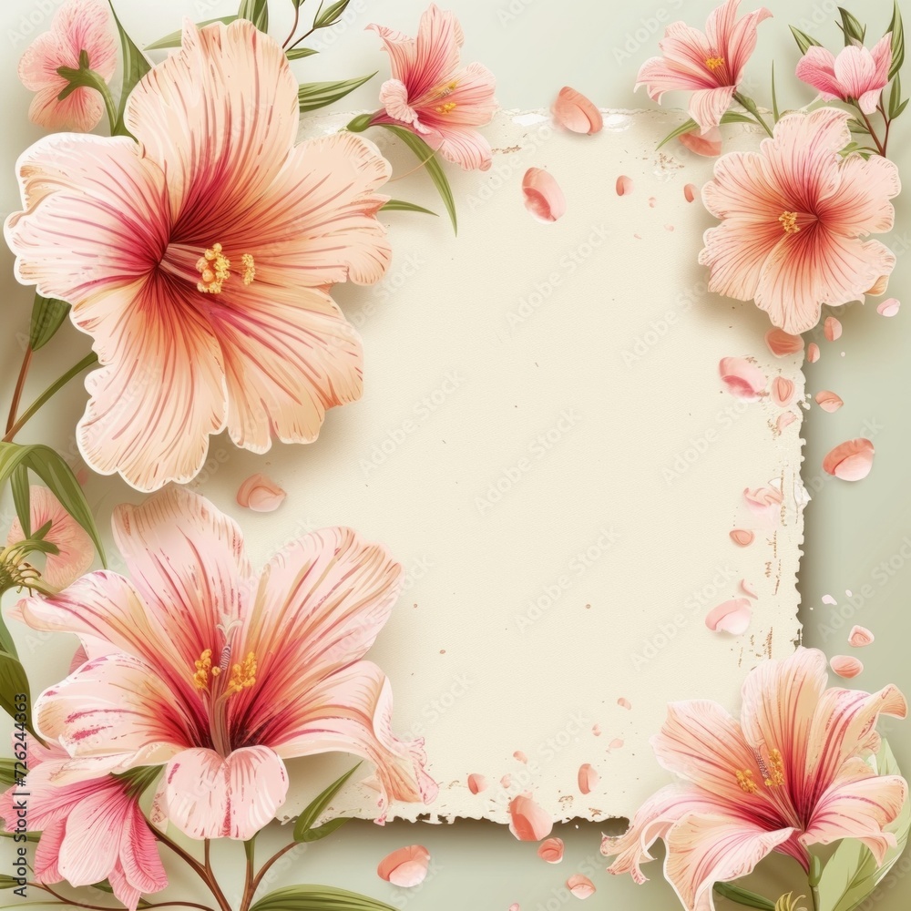 Naklejka premium Tropical Hibiscus Floral Invitation