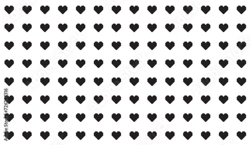 Valentines day pattern background with filled pixel art hearts. Outline, Vector illustration. flyers, invitation, posters, brochure, banner, In black and white