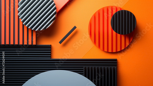 Abstract geometric shapes with striking orange tones. photo