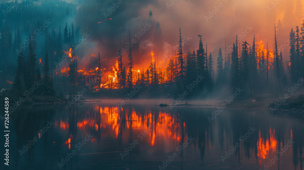 Canada British Columbia burning palettes - obrazy, fototapety, plakaty 
