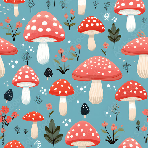 seamless pattern with mushrooms