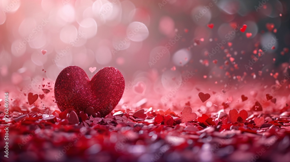 Arrière plan Saint Valentin, Amour et cœur sur fond rose et rouge, illustration ia générative - obrazy, fototapety, plakaty 