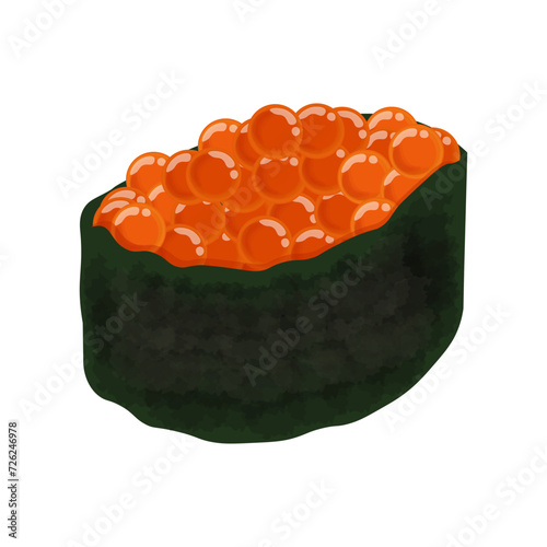Salmon roe sushi sushi ikura salmon eggs sushi vector illustration logo