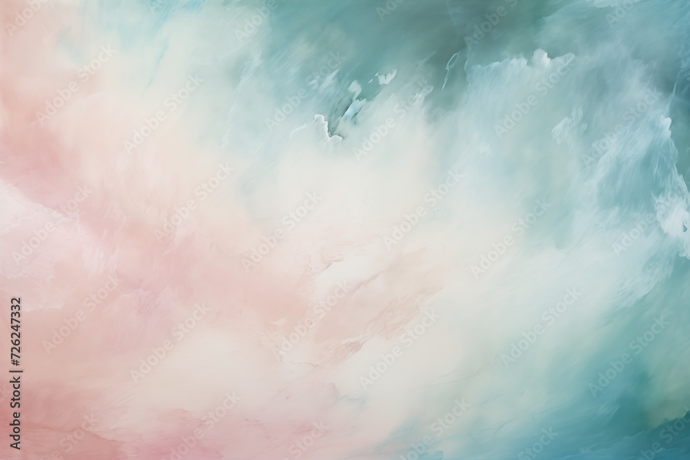 Fototapeta premium Abstract Landscape: Cross-Processed Acrylics with Monochromatic Ink Washes on Unprimed Canvas – Exploring Dark Teal and Light Pink with White Strokes and Peach Undertones