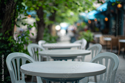 Outdoor communal tables for breaking the collective fast  Ramadan concept. generative AI