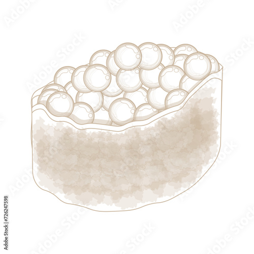 Simple line art salmon eggs sushi or sushi ikura vector illustration logo