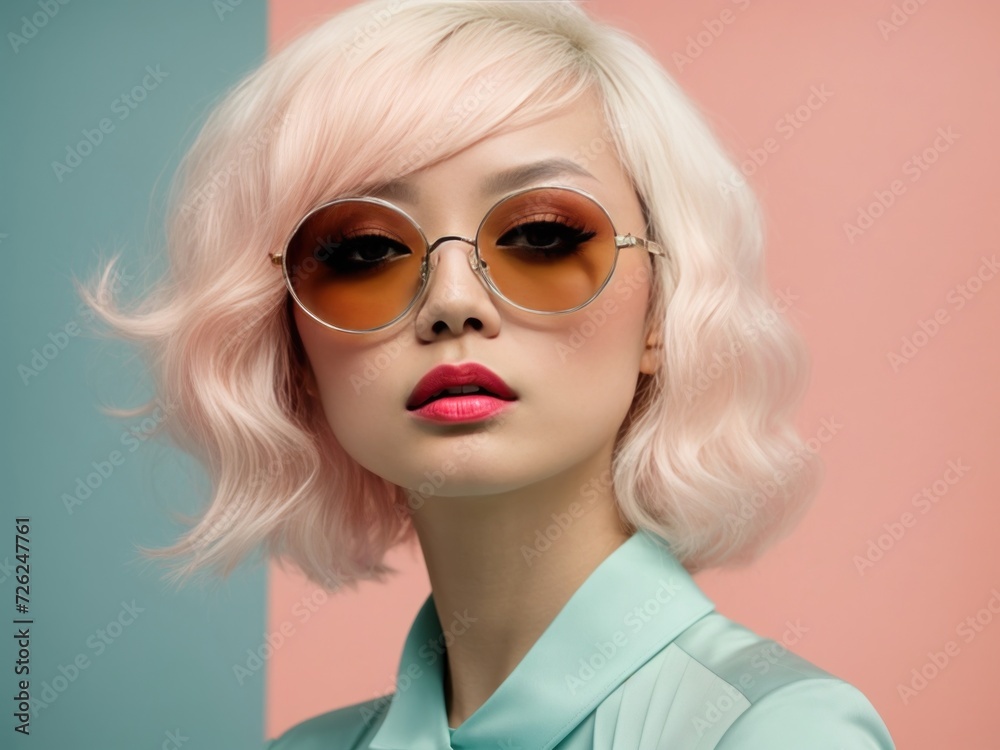 Cover of a fashion magazine with girl in sunglasses with retro vibes. Generative AI Cover of a fashion magazine with girl in sunglasses with retro vibes. Generative AI