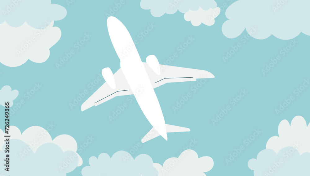 airplane view from below on a sky background vector airplane view from below on a sky background vector