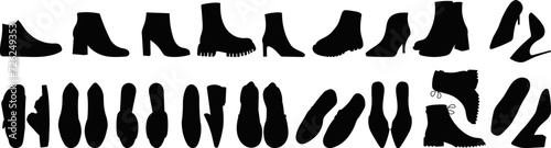 shoes set silhouette, on white background vector