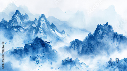 Draw steep peaks in blue ink © Rimsha