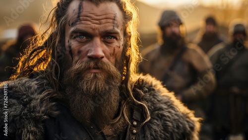 Viking Warrior Portrait: Majestic Presence in a Viking Village