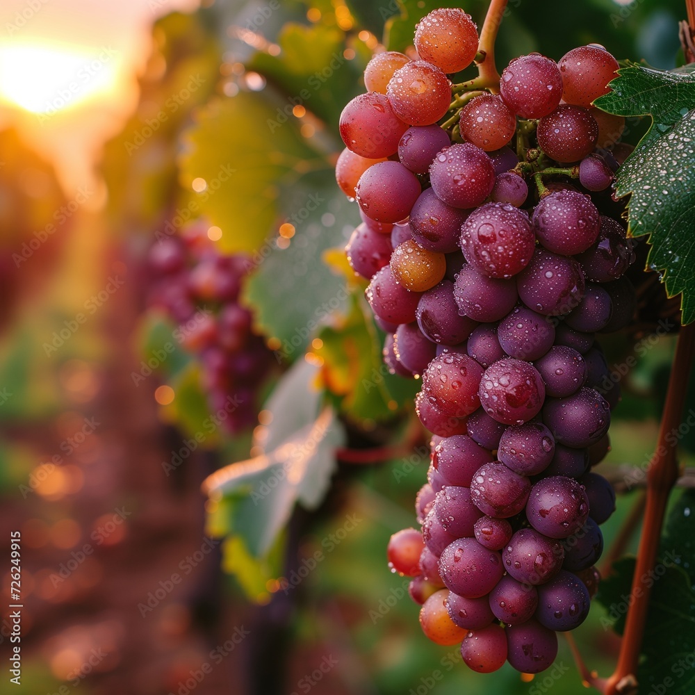 red grapes in vineyard red grapes in vineyard