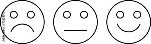 Smile icon. Emoticons simple line icon negative, neutral and positive, sketch doodle sign. Vector illustration.