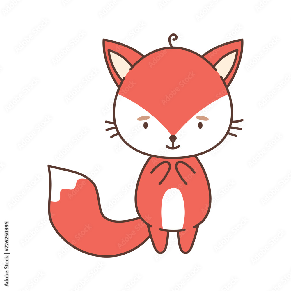 Cute red fox in kawaii style. Cute animals in kawaii style. Drawings for children. Isolated vector illustration Cute red fox in kawaii style. Cute animals in kawaii style. Drawings for children. Isolated vector illustration