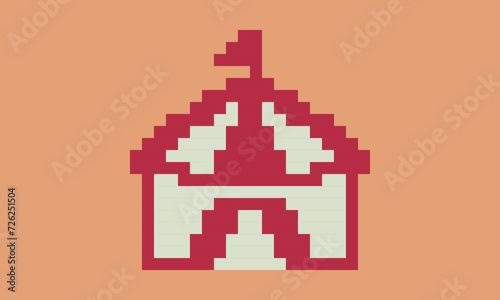 Circus tent dot illustration1-pixel art-